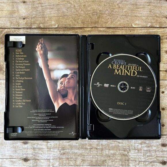 A Beautiful Mind (DVD ,2001,Widescreen) Russell Crowe 2001 Best Picture - Picture 2 of 5